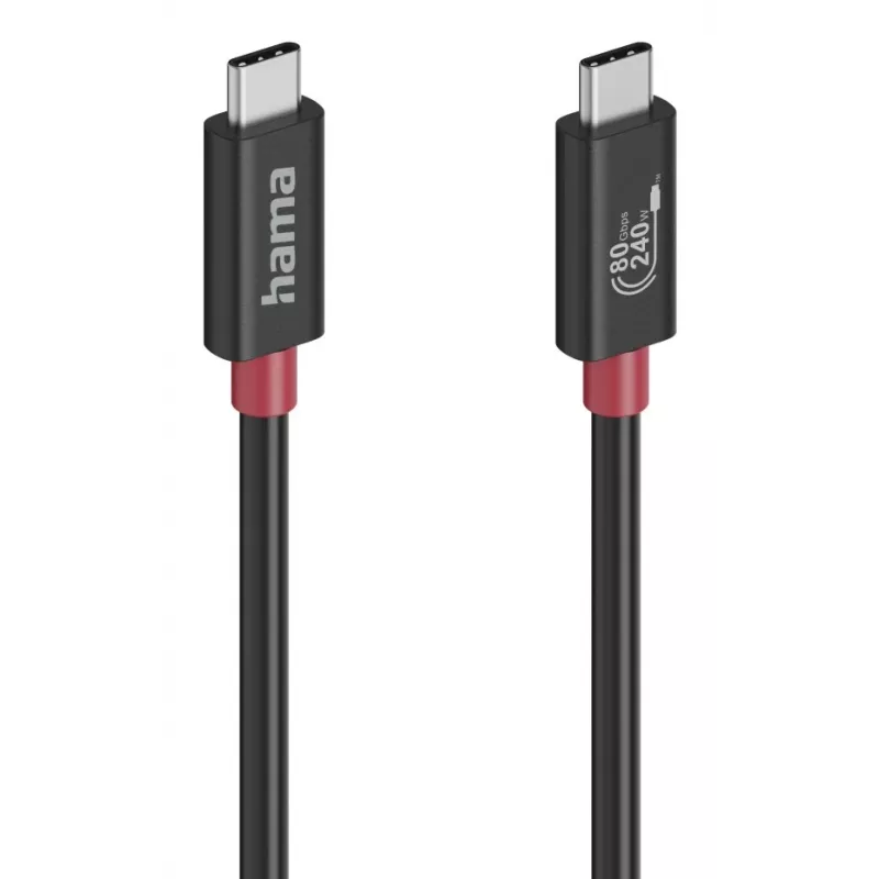 Cable USB-C Hama, E-Marker, USB4 Gen4, 80 Gbit/s, 5 A, 240 W, 1,00 m