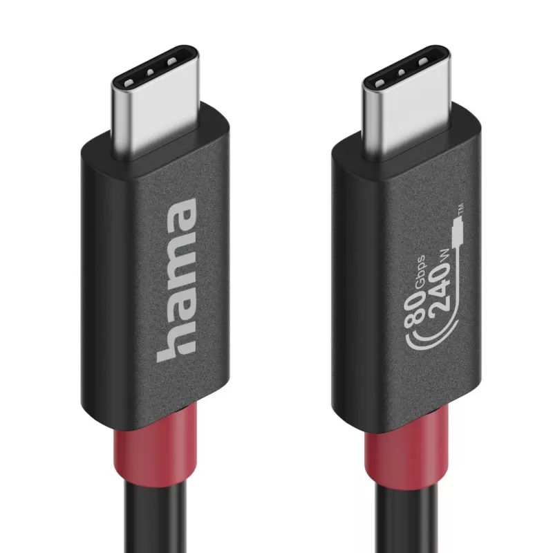 Cable USB-C Hama, E-Marker, USB4 Gen4, 80 Gbit/s, 5 A, 240 W, 1,00 m