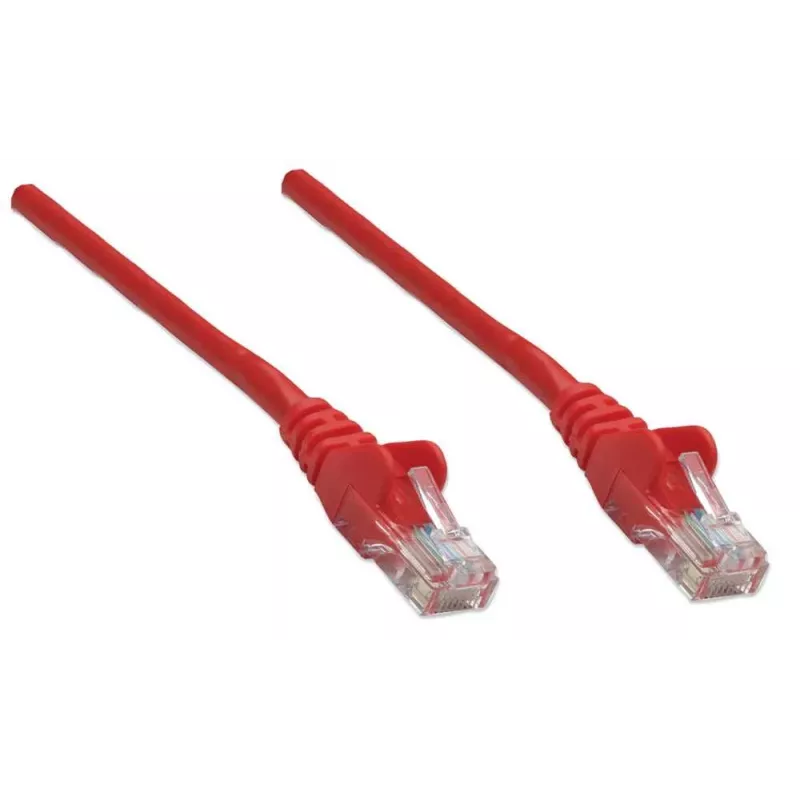 Cable de red Intellinet, Cat6, 2 m, rojo, CCA, U/UTP, PVC, RJ45, contactos dorados, snagless, protección antiacodaduras, garantía de por vida