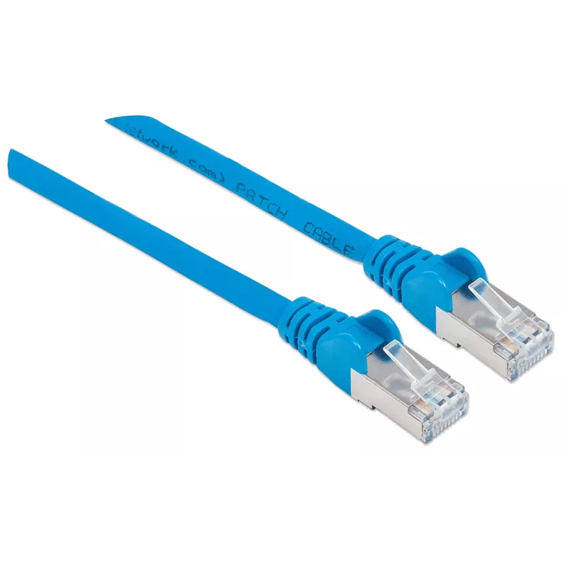 Cable de red patch Intellinet, Cat6, 10 m, azul, cobre, S/FTP, LSOH/LSZH, PVC, RJ45, contactos bañados en oro, protección antirrotura sin lengüeta, protegido, garantía de por vida