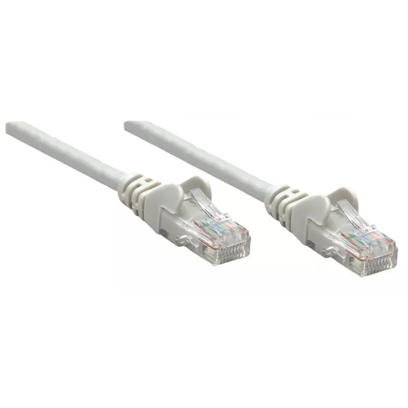 Cable de red patch Intellinet, Cat6A, 0,25 m, gris, cobre, S/FTP, LSOH/LSZH, PVC, RJ45, contactos bañados en oro, sin lengüeta, protección de funda, garantía de por vida