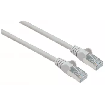 Cable de red patch Intellinet, Cat6A, 2 m, gris, cobre, S/FTP, LSOH / LSZH, PVC, RJ45, contactos bañados en oro, snagless, booted, garantía de por vida