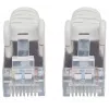 Cable de red patch Intellinet, Cat6A, 3 m, gris, cobre, S/FTP, LSOH / LSZH, PVC, RJ45, contactos bañados en oro, protección antirrotura sin lengüeta, protegido, garantía de por vida