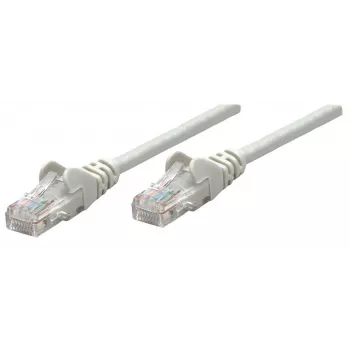 Cable de red patch Intellinet, Cat5e, 0,25 m, gris, CCA, SF/UTP, PVC, RJ45, contactos bañados en oro, protección de lengüeta, funda antirrotura, garantía de por vida