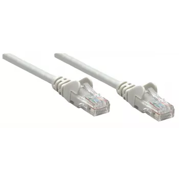 Cable de red patch Intellinet, Cat5e, 0,25 m, gris, CCA, SF/UTP, PVC, RJ45, contactos bañados en oro, protección de lengüeta, funda antirrotura, garantía de por vida