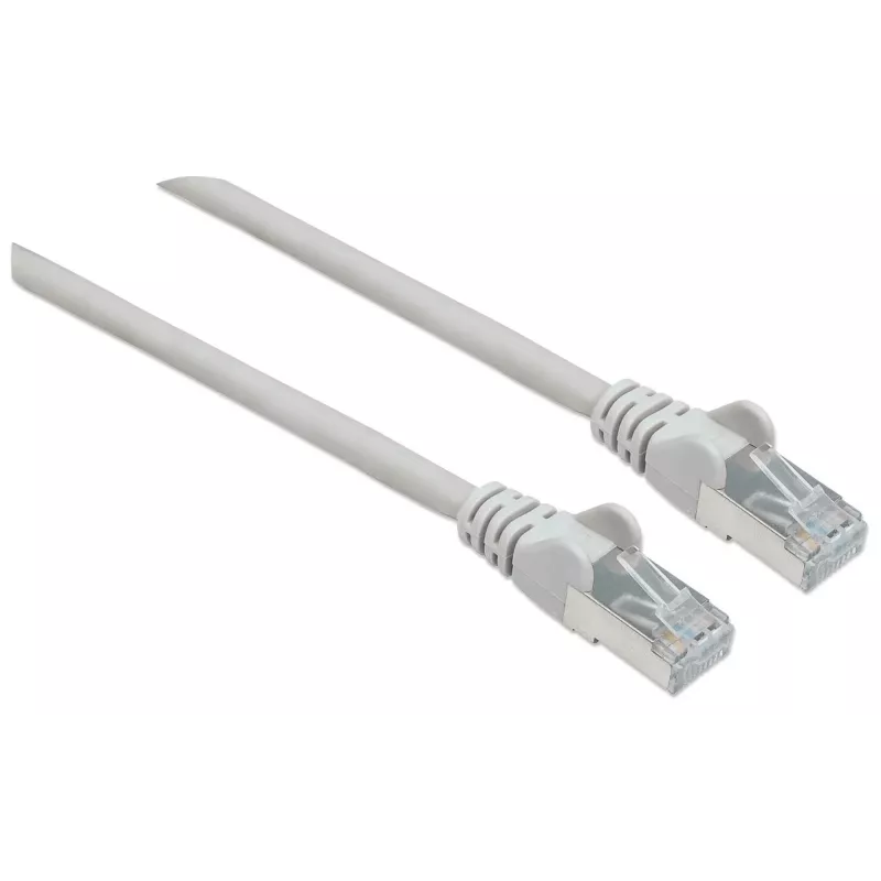 Cable de red patch Intellinet, cable Cat7/conector Cat6A, 1 m, gris, cobre, S/FTP, LSOH / LSZH, PVC, RJ45, contactos bañados en oro, funda antirrotura, protegido, garantía de por vida