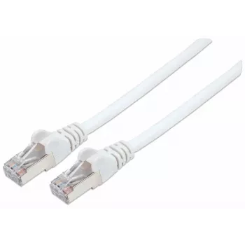 Cable de red patch Intellinet, cable Cat7/conector Cat6A, 3 m, blanco, cobre, S/FTP, LSOH/LSZH, PVC, RJ45, contactos bañados en oro, sin lengüeta, funda antipinzamiento, garantía de por vida