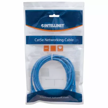 Cable de red patch Intellinet, Cat6, 0,5 m, azul, CCA, U/UTP, PVC, RJ45, contactos bañados en oro, sin enganches, lengüeta de protección, garantía de por vida