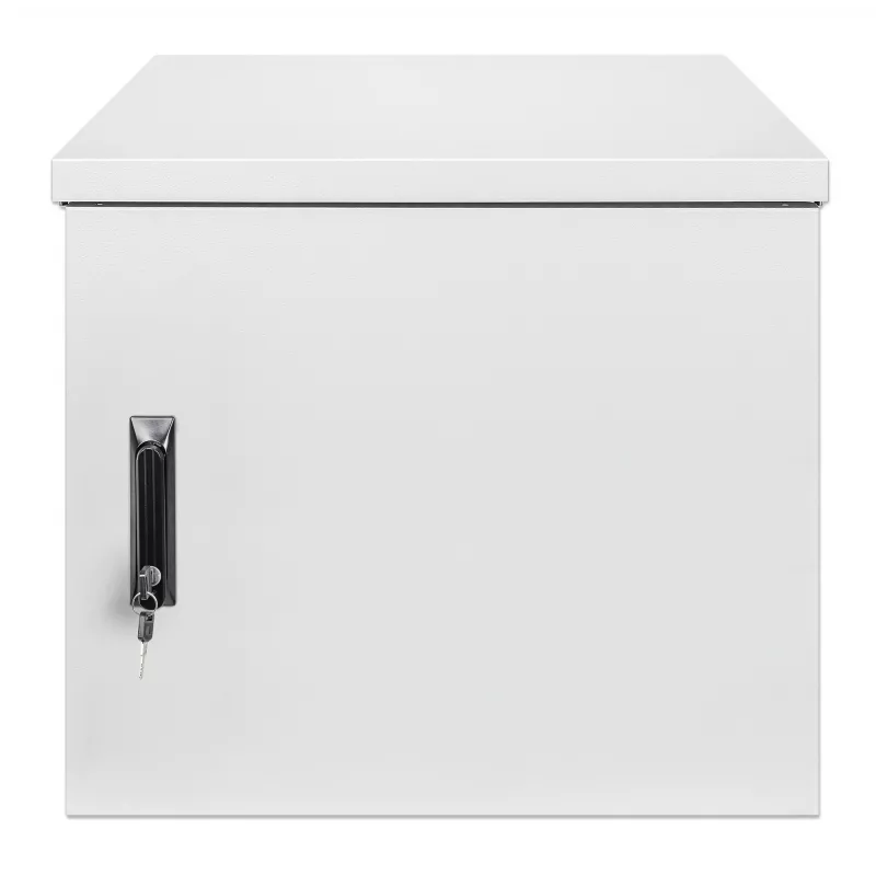 Intellinet 716109 armario mural industrial IP55 de 19 pulgadas con ventiladores integrados, 12U, 600 mm de profundidad, unidad de ventilación de dos ventiladores en el techo, resistente al polvo y al agua, montado, máx. 100 kg, con cerradura, gris claro R