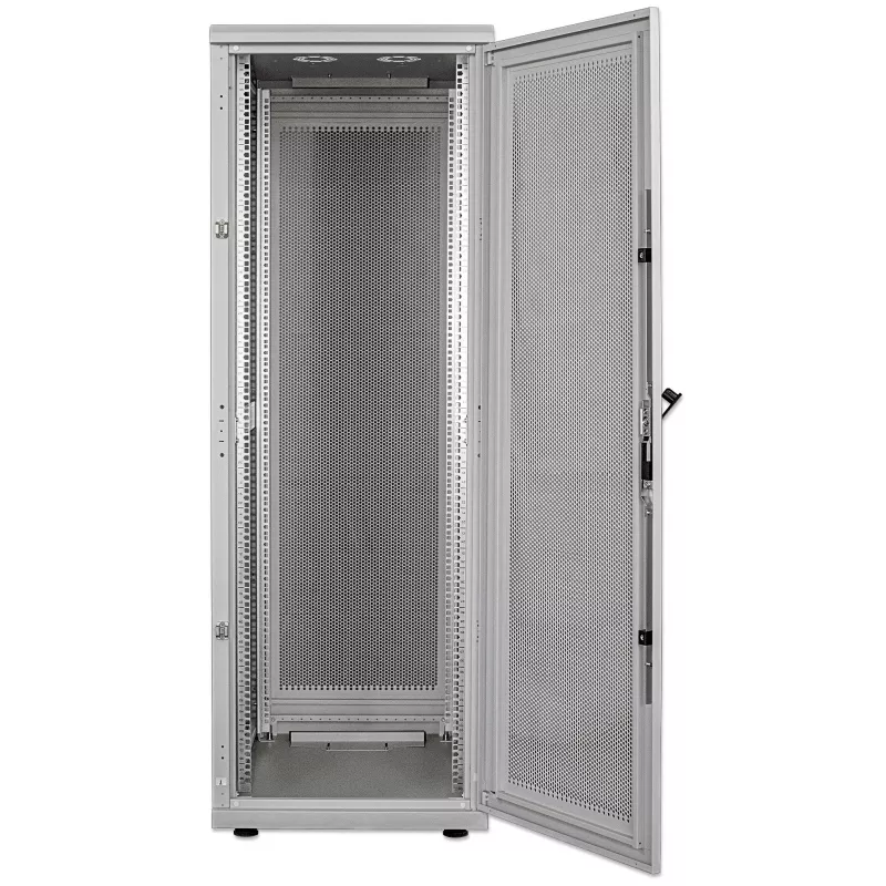 Rack de servidores Intellinet de 19 pulgadas, autoportante, 42U, 600 x 1000 mm (ancho x prof.), gris, montado, máx. 1500 kg, cerradura de puerta multipunto, una cerradura por panel lateral, profundidad útil 123 a 773 mm, IP20, rack, acero