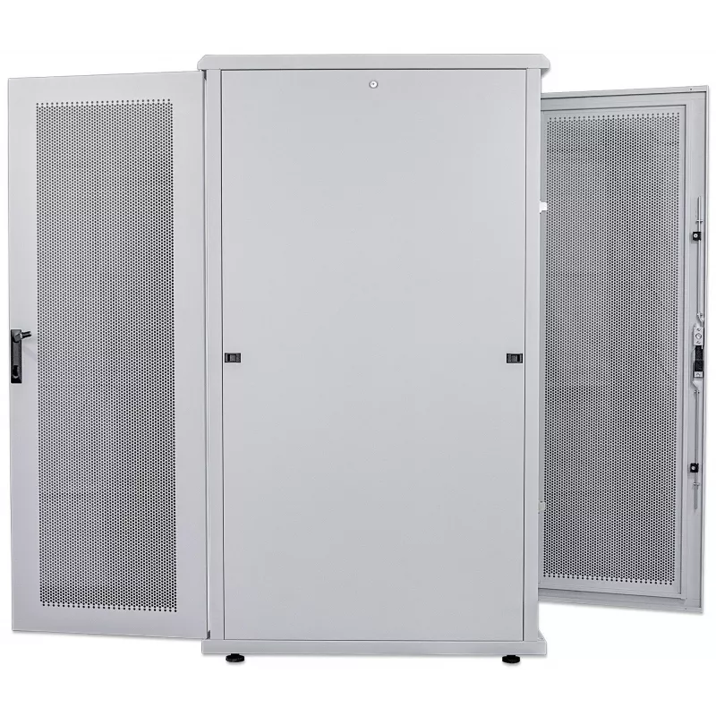 Rack de servidores Intellinet de 19 pulgadas, autoportante, 42U, 600 x 1000 mm (ancho x prof.), gris, montado, máx. 1500 kg, cerradura de puerta multipunto, una cerradura por panel lateral, profundidad útil 123 a 773 mm, IP20, rack, acero