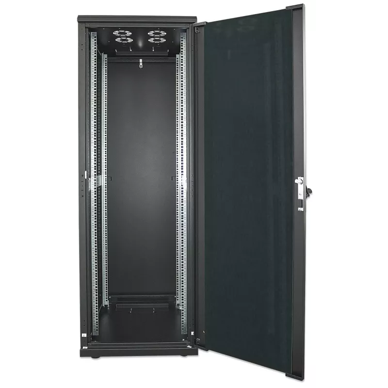 Intellinet 713191 armario de red de 19 pulgadas, independiente, 42U, 800x800 mm (An x Pr), 2033 mm de altura, máx. 1500 kg, con cerradura, patas ajustables, IP20, flatpack (desmontado), negro RAL 9005