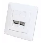 Toma de pared Intellinet RJ45 blindada Cat6a 10G de 2 puertos para empotrar con marco embellecedor, STP, blanco señal RAL9003