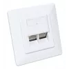 Toma de pared Intellinet RJ45 blindada Cat6a 10G de 2 puertos para empotrar con marco embellecedor, STP, blanco señal RAL9003