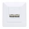 Toma de pared Intellinet RJ45 blindada Cat6a 10G de 2 puertos para empotrar con marco embellecedor, STP, blanco señal RAL9003