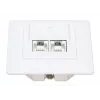 Toma de pared Intellinet RJ45 blindada Cat6a 10G de 2 puertos para empotrar con marco embellecedor, STP, blanco señal RAL9003
