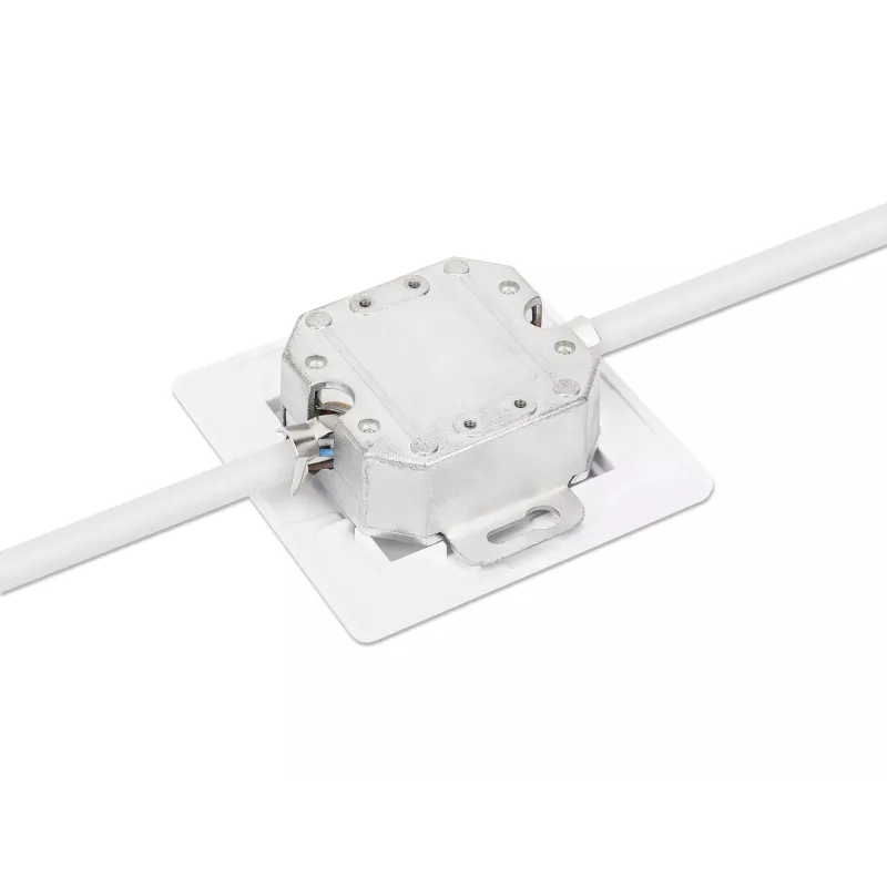 Toma de pared Intellinet RJ45 blindada Cat6a 10G de 2 puertos para empotrar con marco embellecedor, STP, blanco señal RAL9003