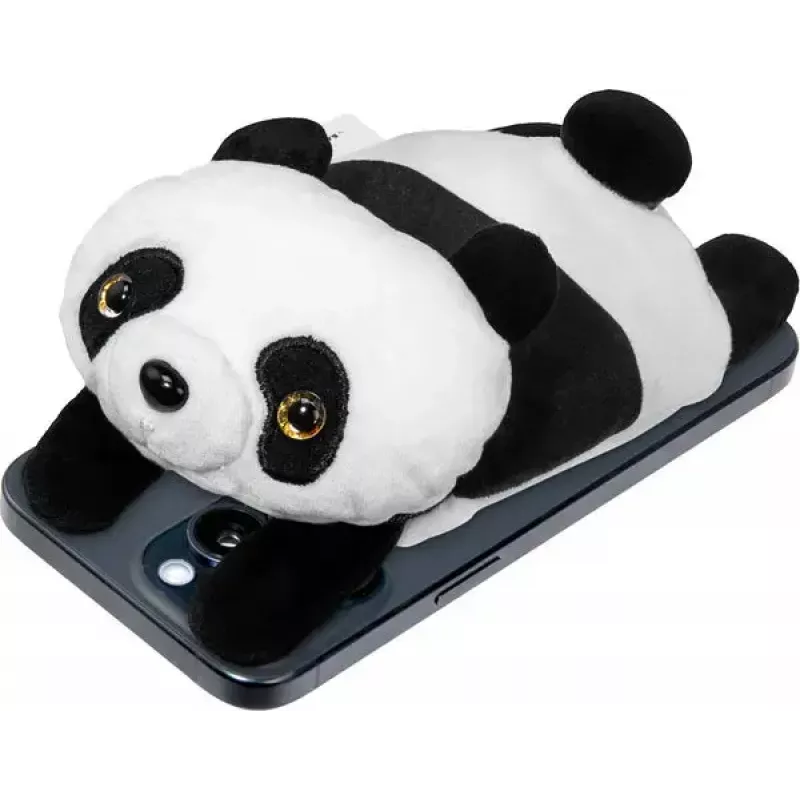 Cartera LAUT MAGMOJI — cartera compatible con MagSafe con diseño de panda, ABS/peluche/tela/metal/nailon, negro y blanco