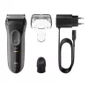 Braun Series 3 Series 3000 Afeitadora, Afeitadora de lámina, Negro, 2 SensoFoil, LED, Funcionamiento, Red/Batería