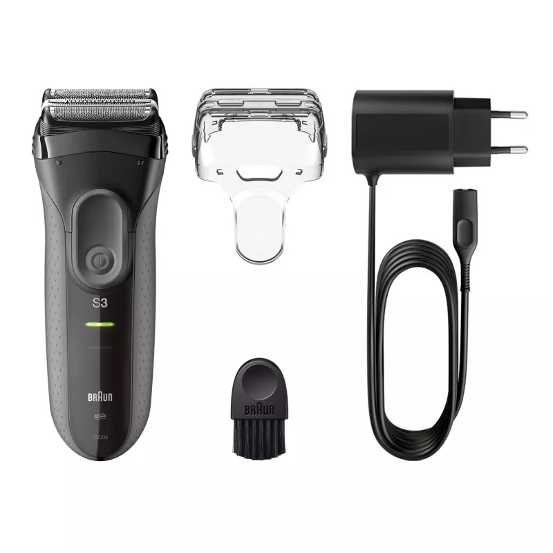 Braun Series 3 Series 3000 Afeitadora, Afeitadora de lámina, Negro, 2 SensoFoil, LED, Funcionamiento, Red/Batería