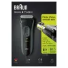 Braun Series 3 Series 3000 Afeitadora, Afeitadora de lámina, Negro, 2 SensoFoil, LED, Funcionamiento, Red/Batería