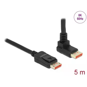 Cable DisplayPort DeLOCK 87057 8K 60Hz 5m Conector macho a conector macho 90° en ángulo
