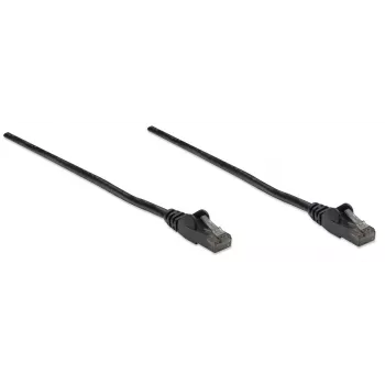 Cable de parcheo de red Intellinet, Cat. 6, 10 m, Negro, CCA, U/UTP, PVC, RJ45, contactos dorados, sin lengüeta, alivio de tensión moldeado, garantía de por vida