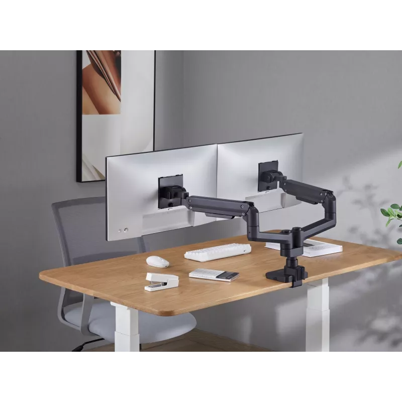 Equip Soporte de mesa para doble monitor Heavy-Duty de 17-35 pulgadas, Negro