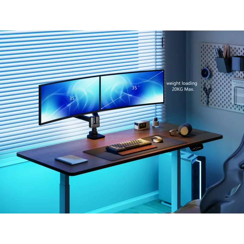 Equip Soporte de mesa para doble monitor Heavy-Duty de 17-35 pulgadas, Negro