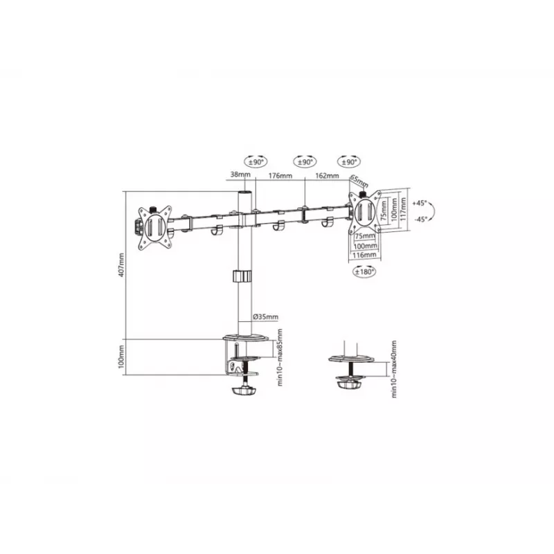 Equip Soporte de mesa con doble brazo articulado para monitor de 17 a 32 pulgadas