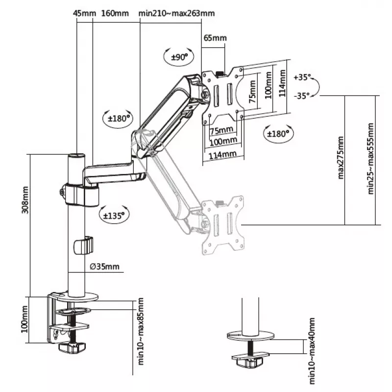 Equip Soporte de mesa para monitor de 13 a 32 pulgadas