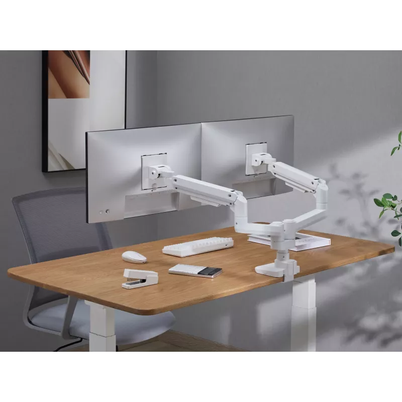 Equip Soporte de mesa para doble monitor de alta capacidad de 17 a 35 pulgadas, Blanco