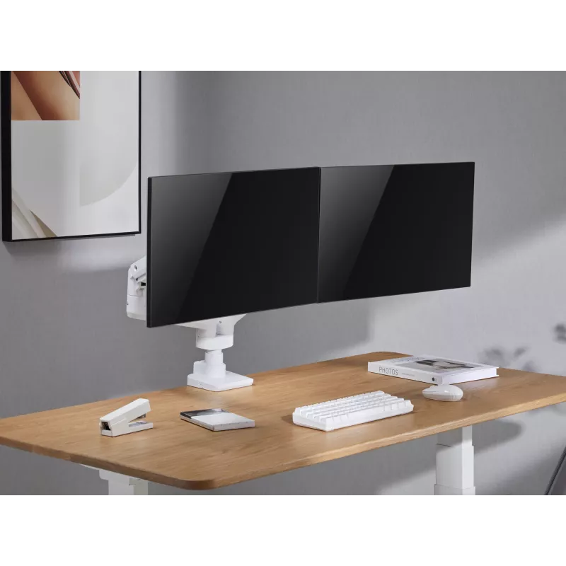 Equip Soporte de mesa para doble monitor de alta capacidad de 17 a 35 pulgadas, Blanco