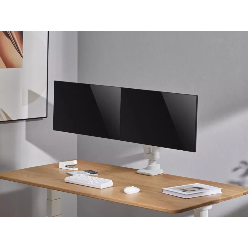 Equip Soporte de mesa para doble monitor de alta capacidad de 17 a 35 pulgadas, Blanco