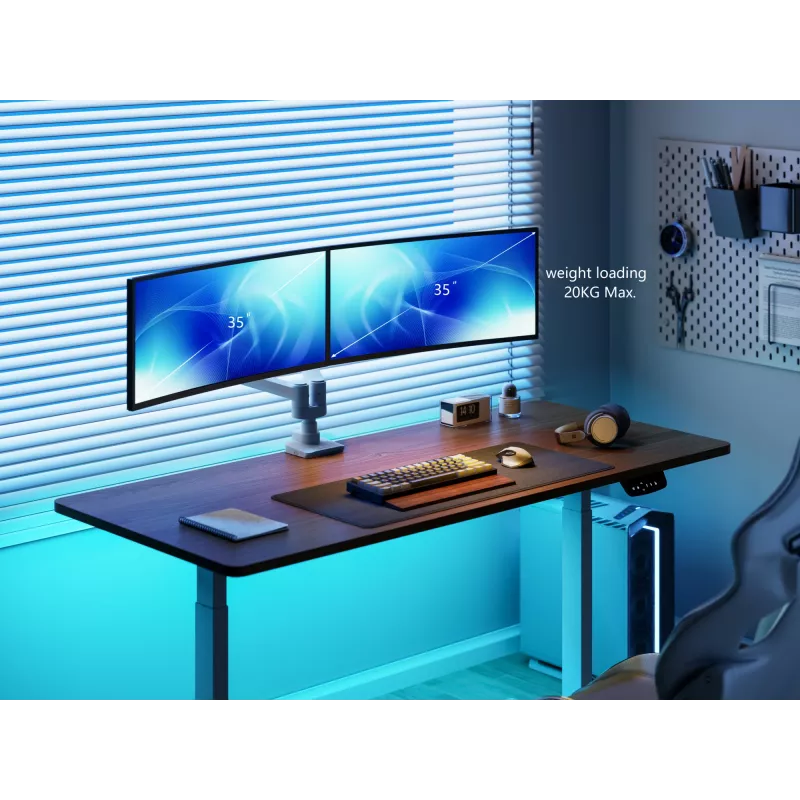 Equip Soporte de mesa para doble monitor de alta capacidad de 17 a 35 pulgadas, Blanco