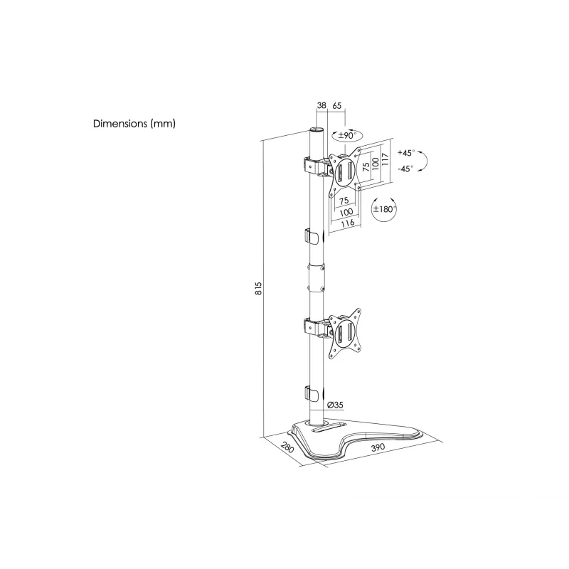 Equip Soporte de mesa para doble monitor vertical de 17 a 32 pulgadas