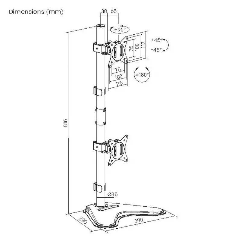 Equip Soporte de mesa para doble monitor vertical de 17 a 32 pulgadas
