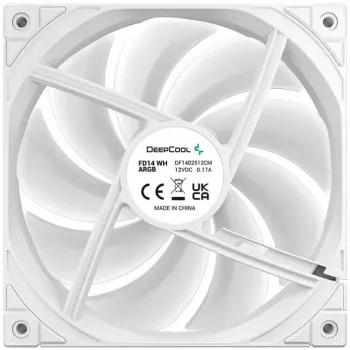 Ventilador de refrigeración DeepCool FD14 ARGB Blanco 140mm 3en1 — 140 mm, ARGB, blanco, pack de 3
