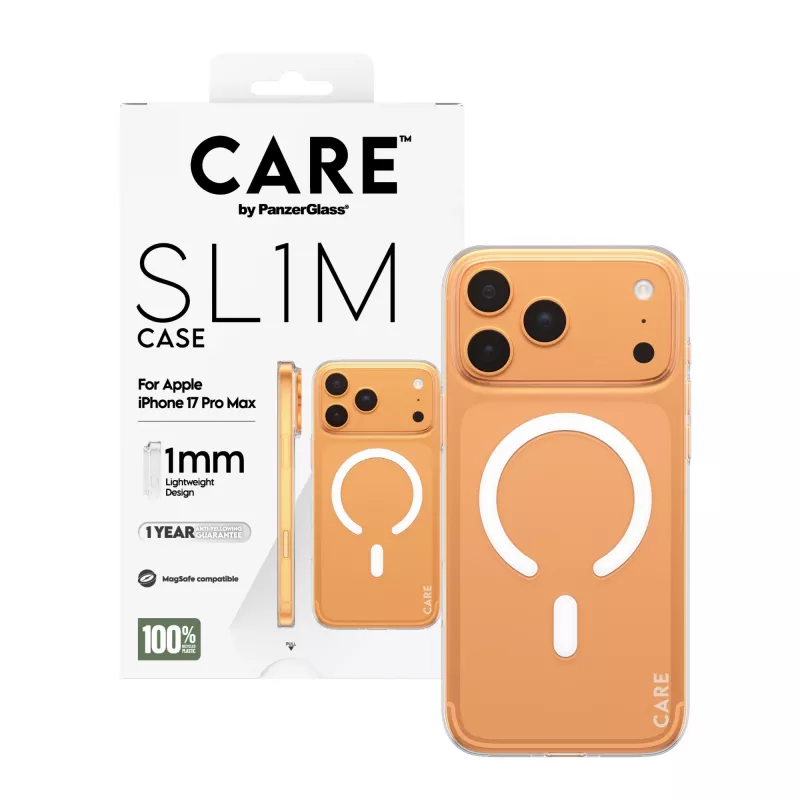 Funda protectora PanzerGlass CARE™ SL1M transparente con MagSafe para iPhone 17 Pro Max
