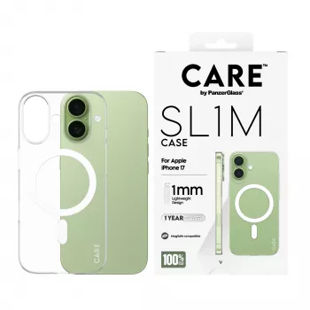 Funda protectora PanzerGlass CARE™ SL1M transparente con MagSafe para iPhone 17