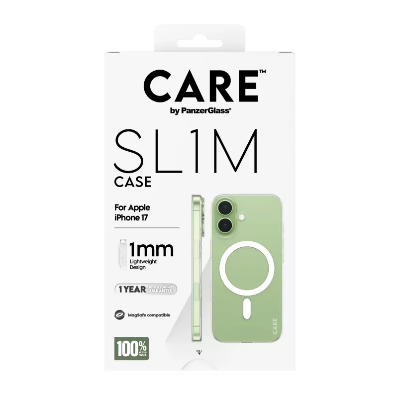 Funda protectora PanzerGlass CARE™ SL1M transparente con MagSafe para iPhone 17