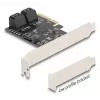 Adaptador SATA interno DELOCK 90890 — PCIe a 5× SATA (JMicron JMB585), low-profile, negro