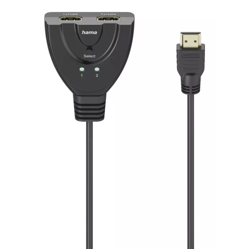 Conmutador HDMI 4K 2x1 Hama, 2x conector hembra HDMI - 1x conector macho HDMI