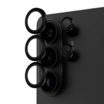 Protector de objetivo de cámara PanzerGlass Hoops para Samsung Galaxy S26 Ultra — Vidrio templado, silicona, Negro