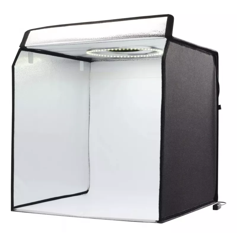 Mini estudio fotográfico HAMA caja plegable con anillo de luz LED 50×50 cm, Modelo 00004664