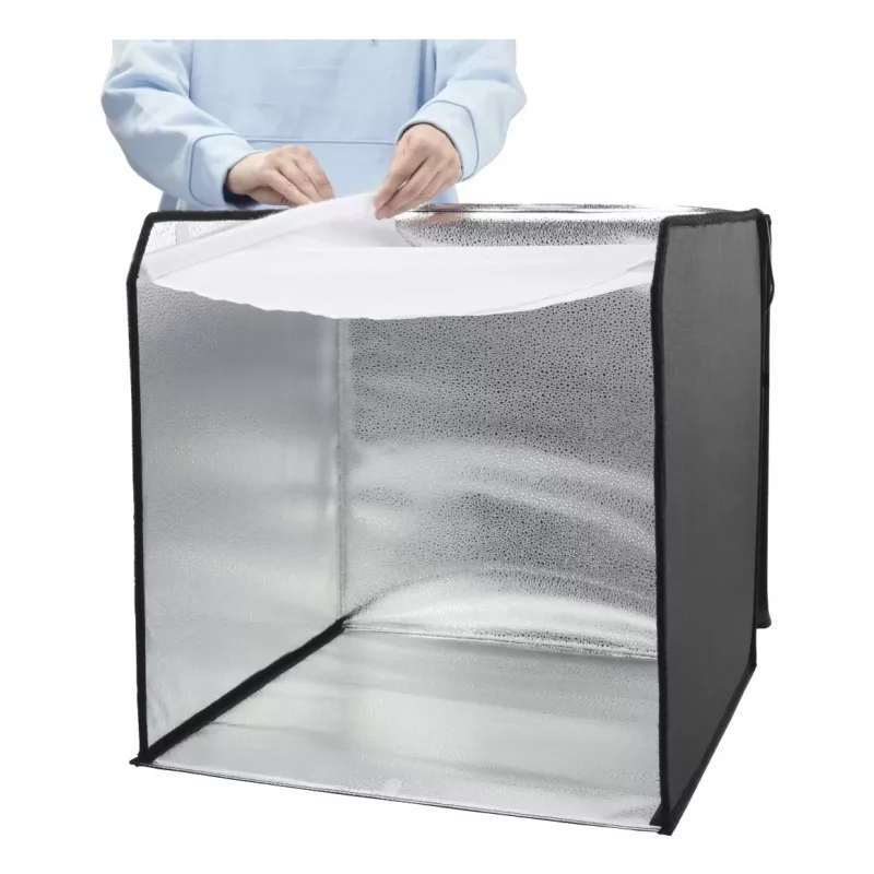 Mini estudio fotográfico HAMA caja plegable con anillo de luz LED 50×50 cm, Modelo 00004664