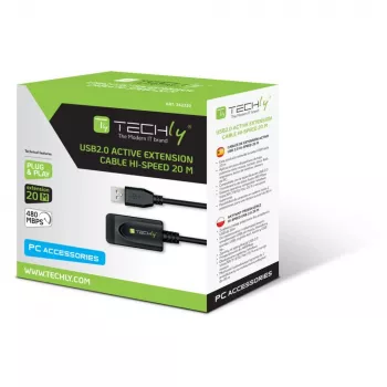 Techly IUSB-REP220TY3 Cable USB USB 2.0 20 m USB A Negro