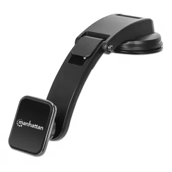 Soporte universal para salpicadero de coche Manhattan con soporte magnético para smartphone, uso horizontal o vertical, Negro, tres años de garantía