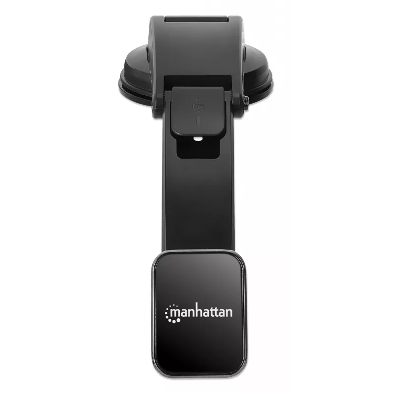 Soporte universal para salpicadero de coche Manhattan con soporte magnético para smartphone, uso horizontal o vertical, Negro, tres años de garantía