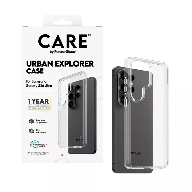 Funda protectora PanzerGlass CARE by Urban Explorer Case para Samsung Galaxy S26 Ultra, transparente